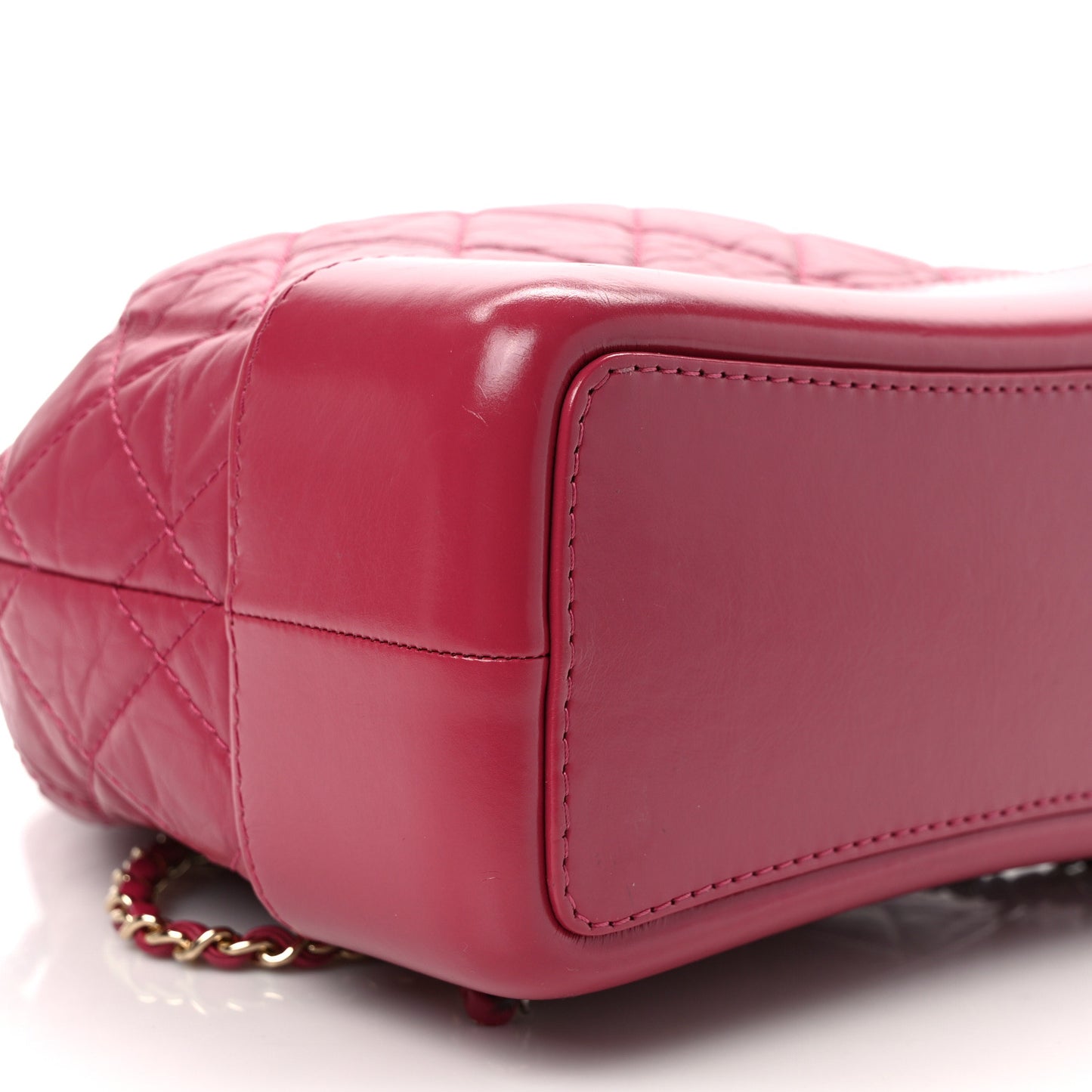Aged Calfskin Quilted Small Gabrielle Backpack Dark Pink