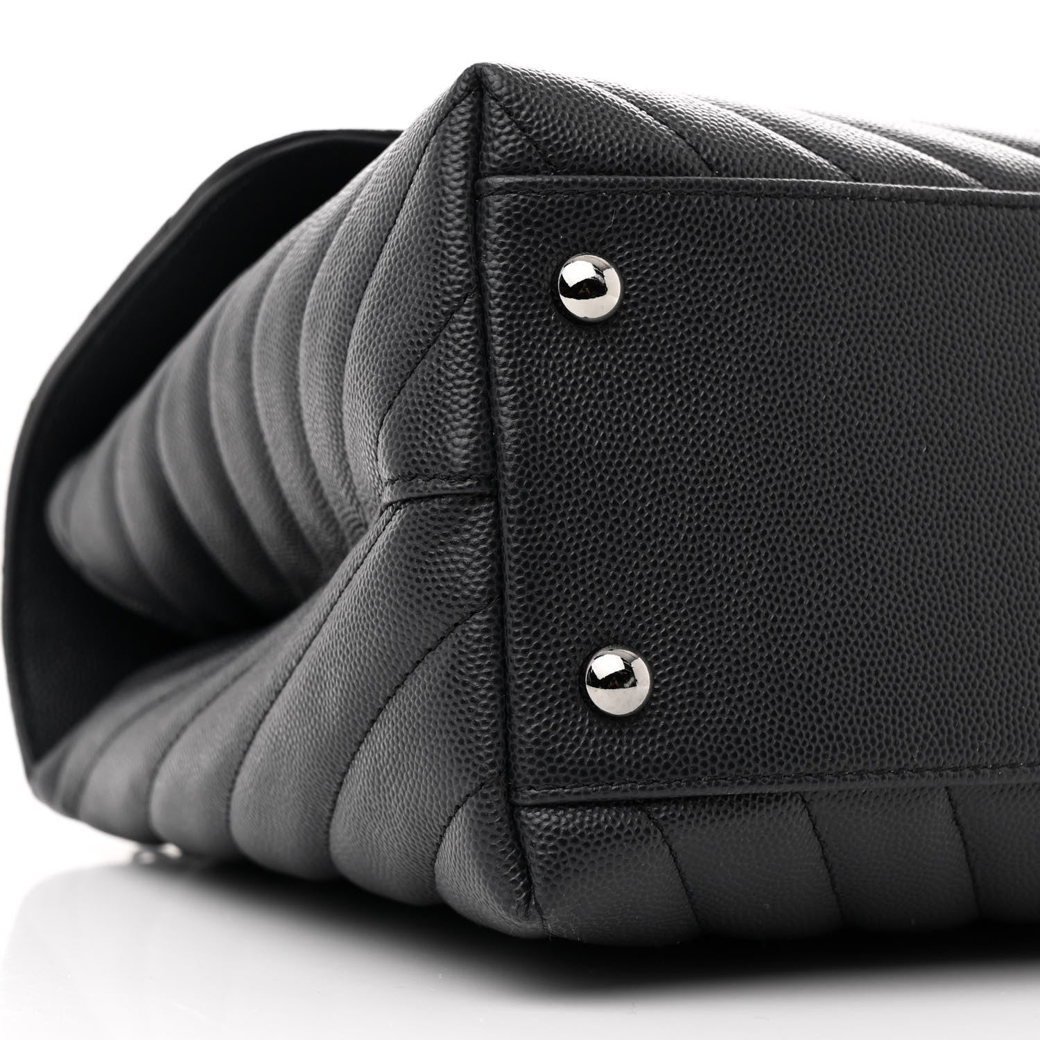 Chanel Caviar Chevron Quilted Medium Coco Handle Flap Dark Grey 10 of 11