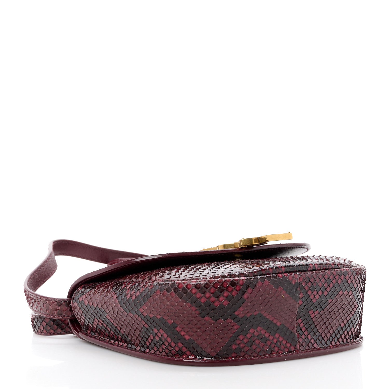 Saint Laurent SAINT LAURENT Snakeskin Small Kaia Satchel Burgundy 3 of 12