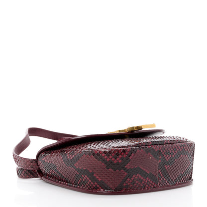 Saint Laurent SAINT LAURENT Snakeskin Small Kaia Satchel Burgundy 3 of 12