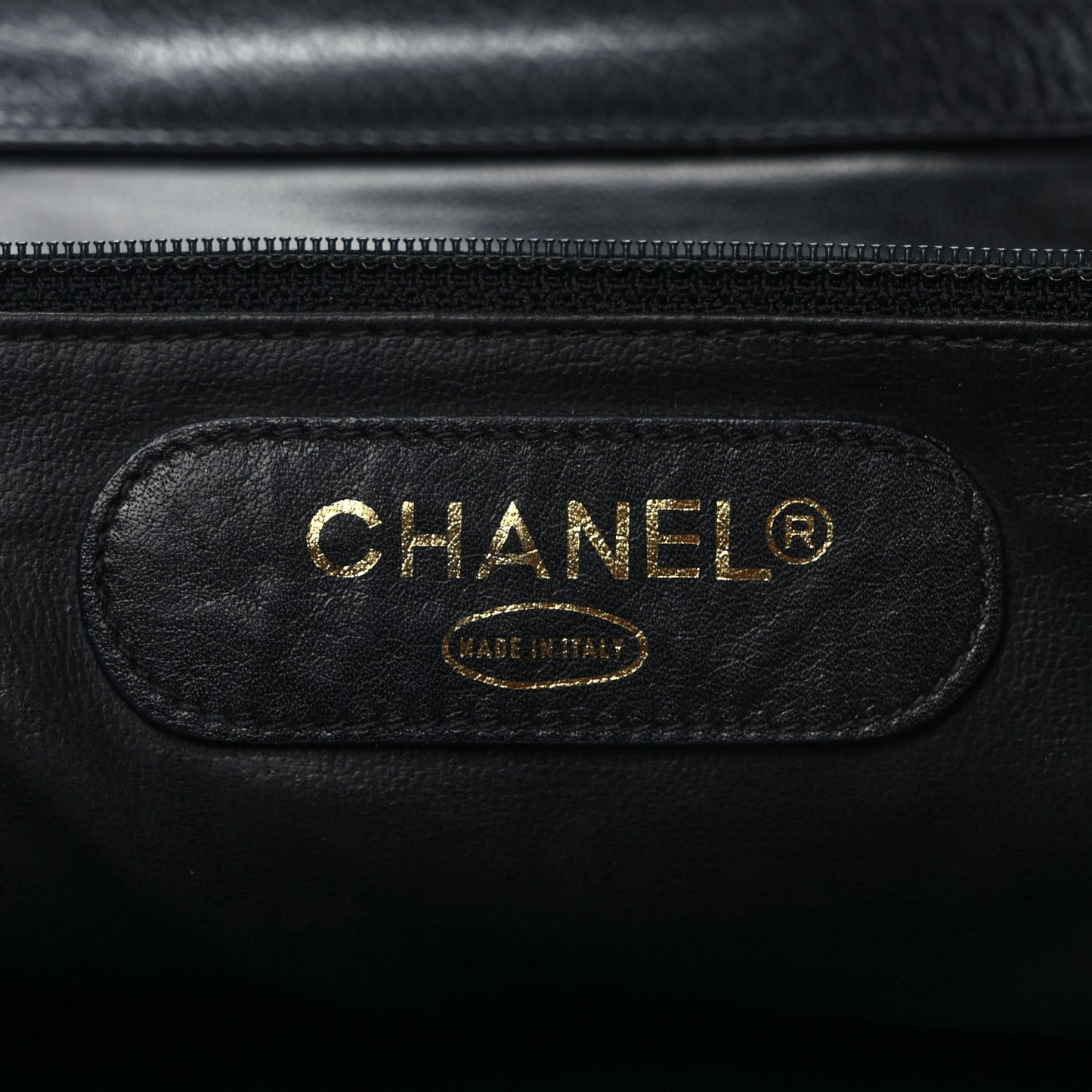Canvas Lambskin Quilted Shopper Tote Black