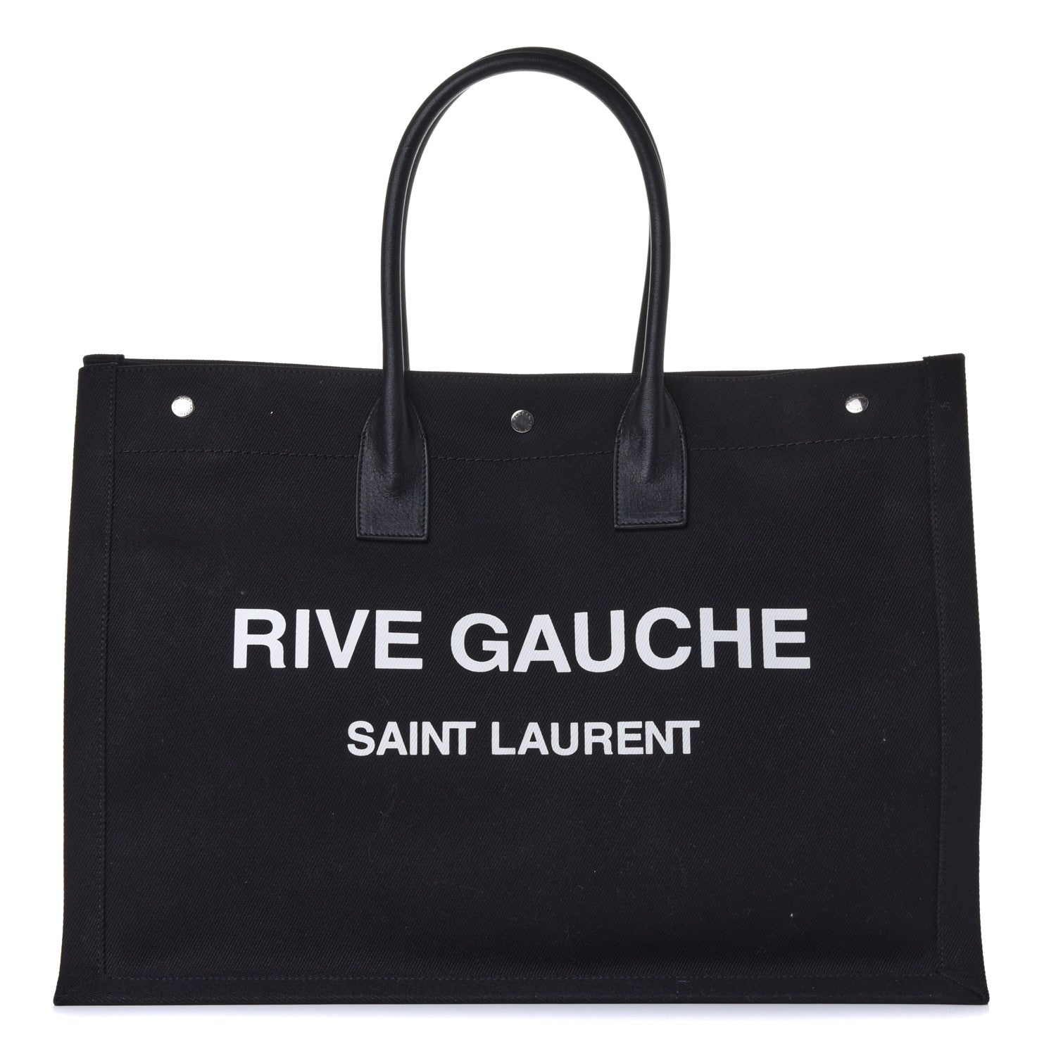 Saint Laurent Linen Calfskin Rive Gauche Tote Black 1 of 4