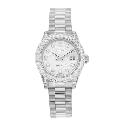 Rolex 18K White Gold Diamond 26mm Oyster Perpetual Datejust President Watch Silver Jubilee 179159 1 of 5