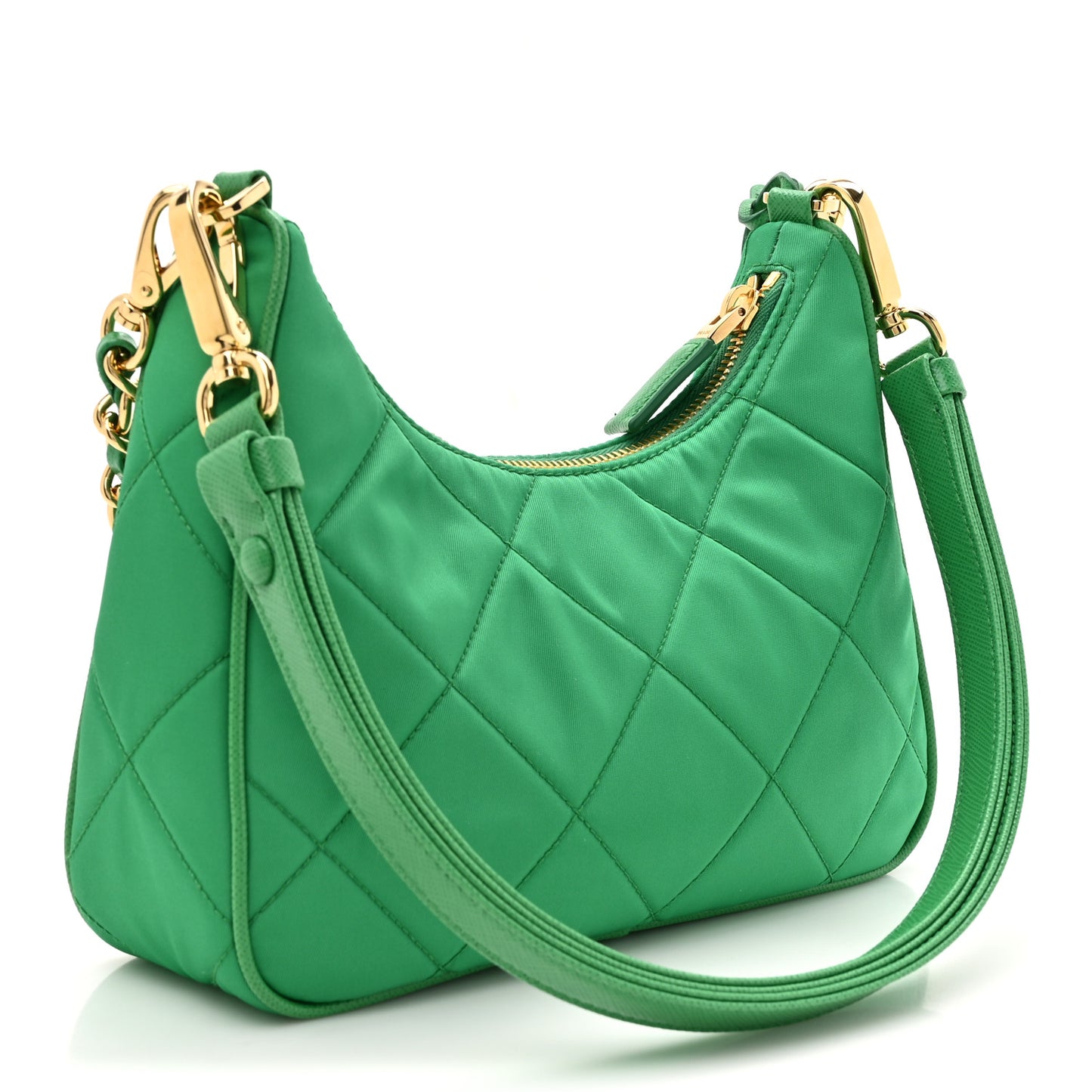Re-Nylon Saffiano Stitched Mini Re-Edition 1995 Chaine Shoulder Bag Menta