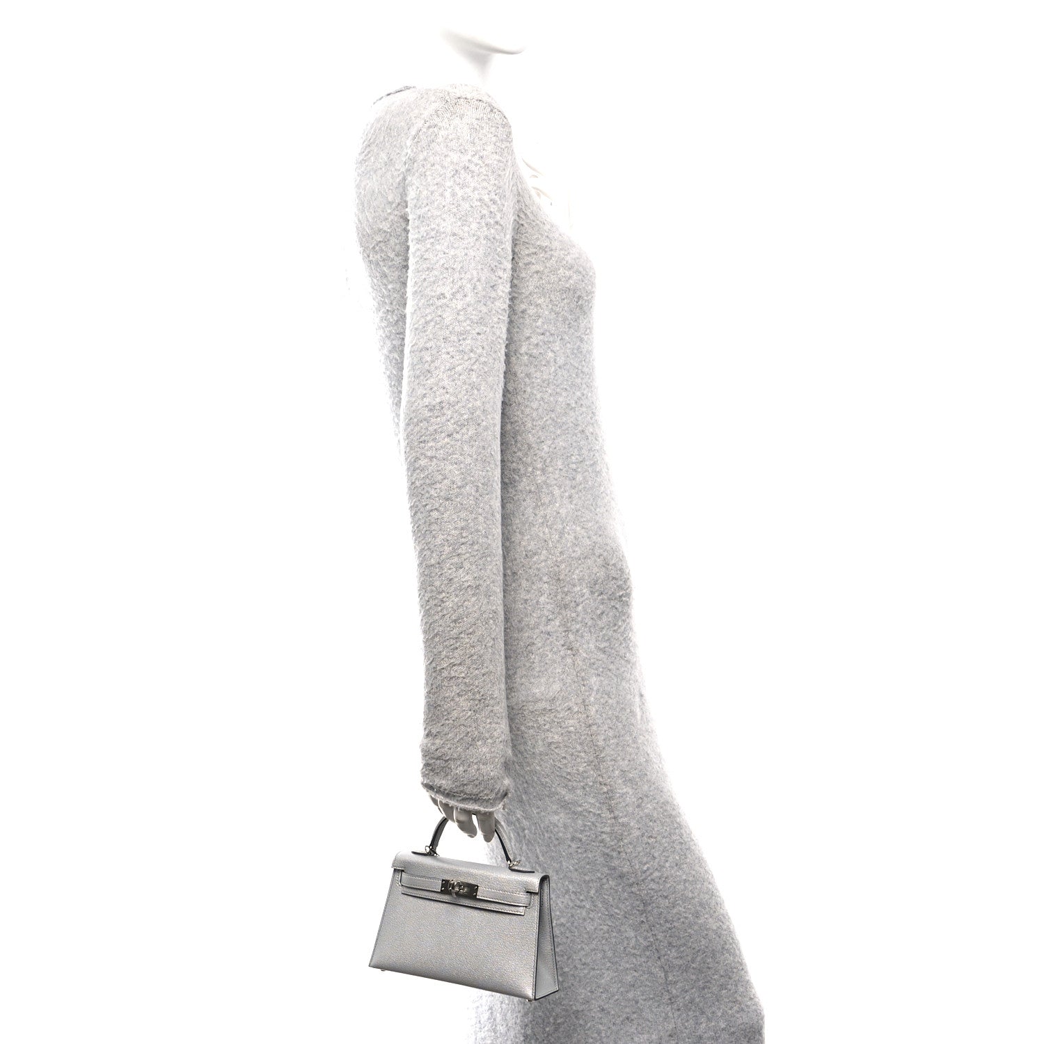 Hermes Metallic Chevre Chamkilight Mini Kelly Sellier 20 Argent
