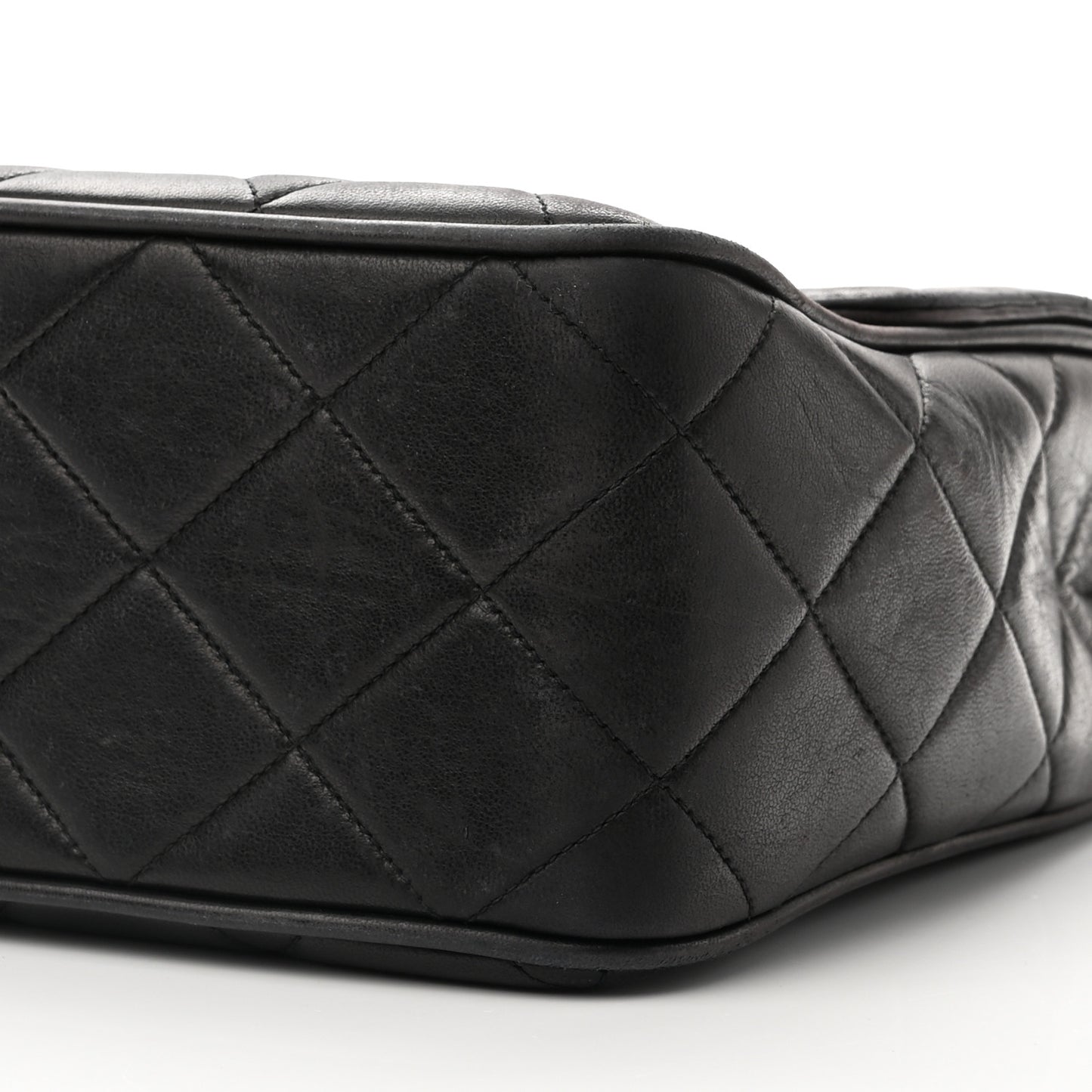 Lambskin Quilted Mini Square Flap Bag Black