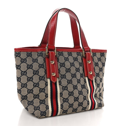 Gucci Monogram Small Jolicoeur Tote Navy Red 3 of 10