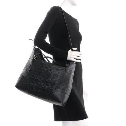 Gucci Guccissima Large Bree Foldover Tote Black 2 of 11