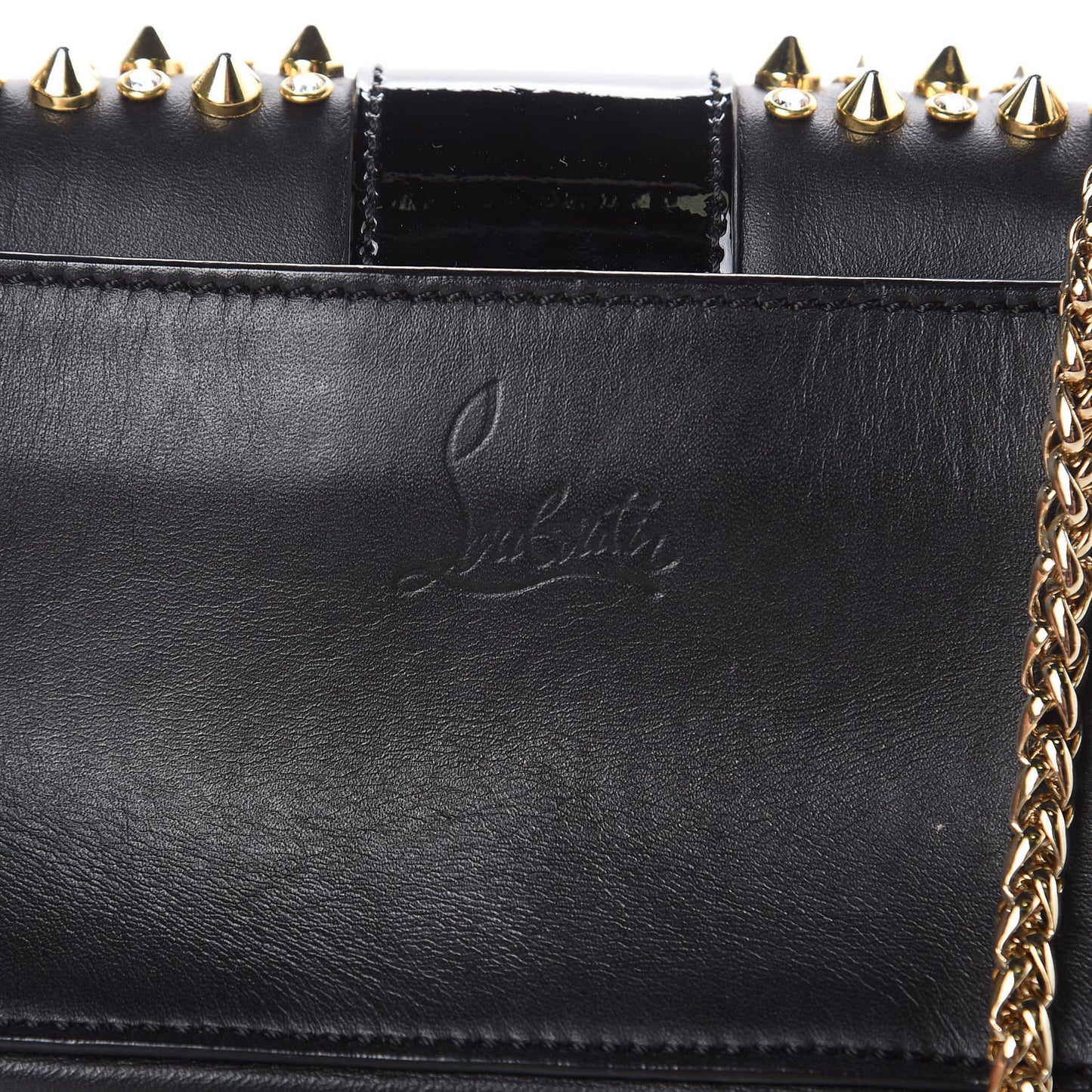 Calfskin Spikes Sweety Charity Crossbody Bag Black Gold