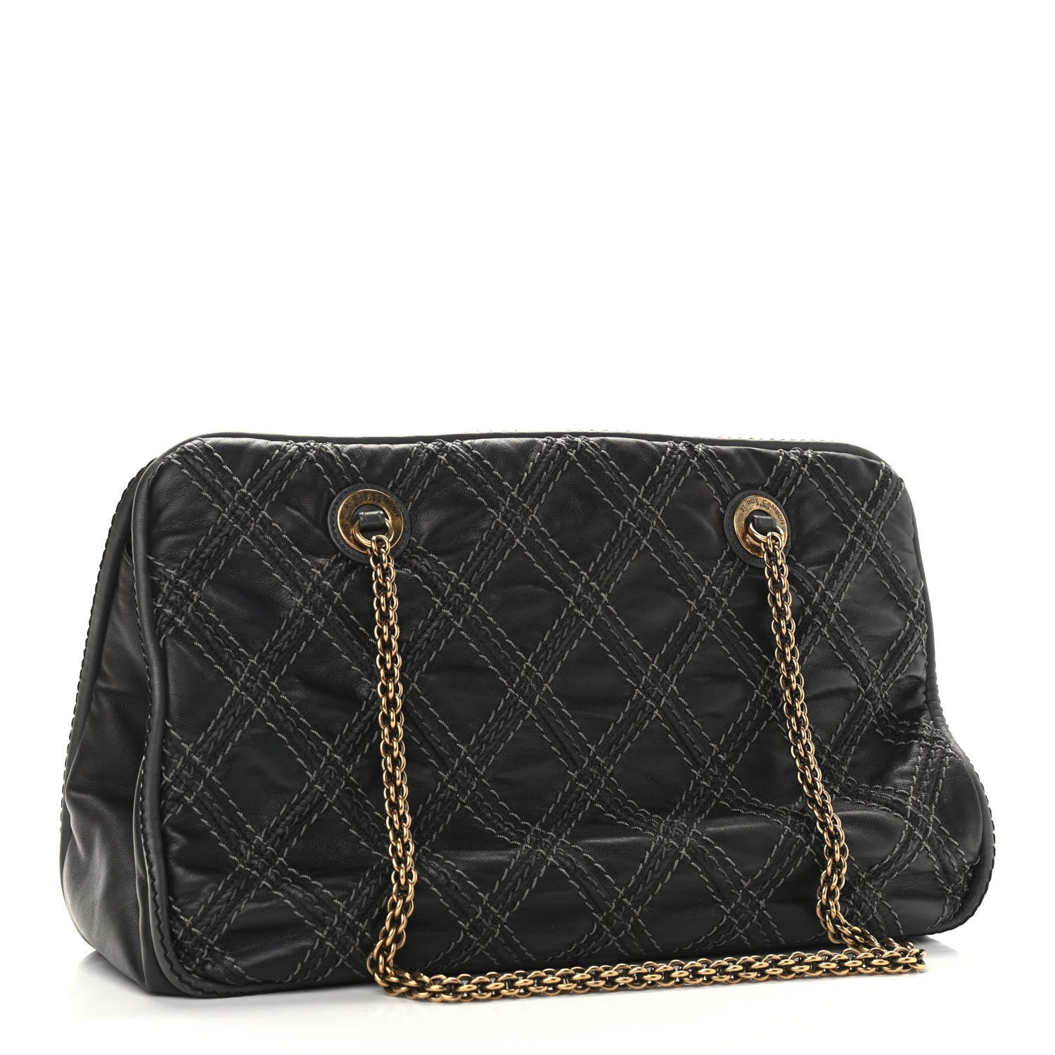 Chanel Calfskin Quilted Stitch Triptych Tote Black 3 of 14