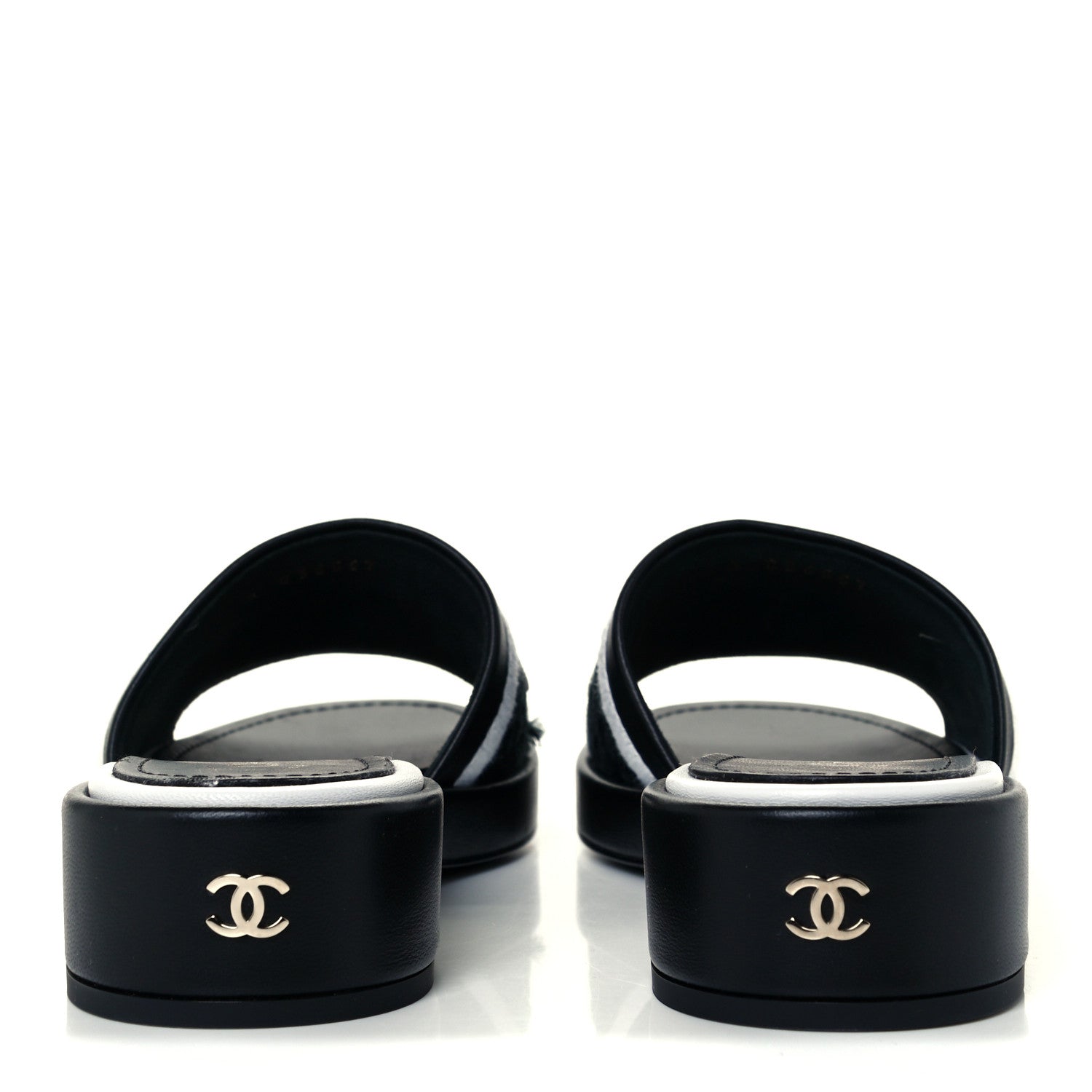 Chanel Lambskin Embroidered CC Mule Sandal 36 Black White 6 of 10