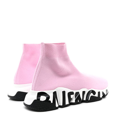 Balenciaga Neoprene Knit Womens Speed Graffiti Sneakers 36 Light Pink White Black 4 of 11