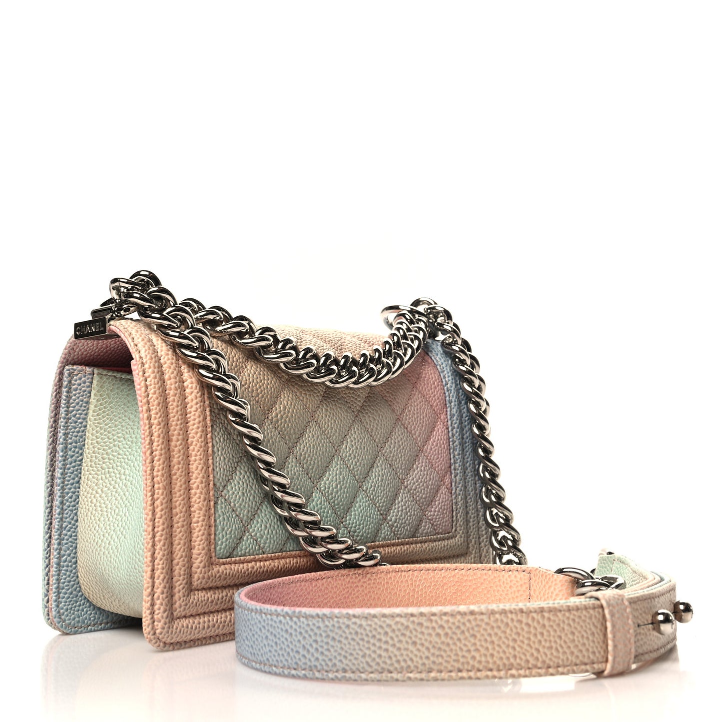 Caviar Quilted Small Rainbow Boy Flap Multicolor