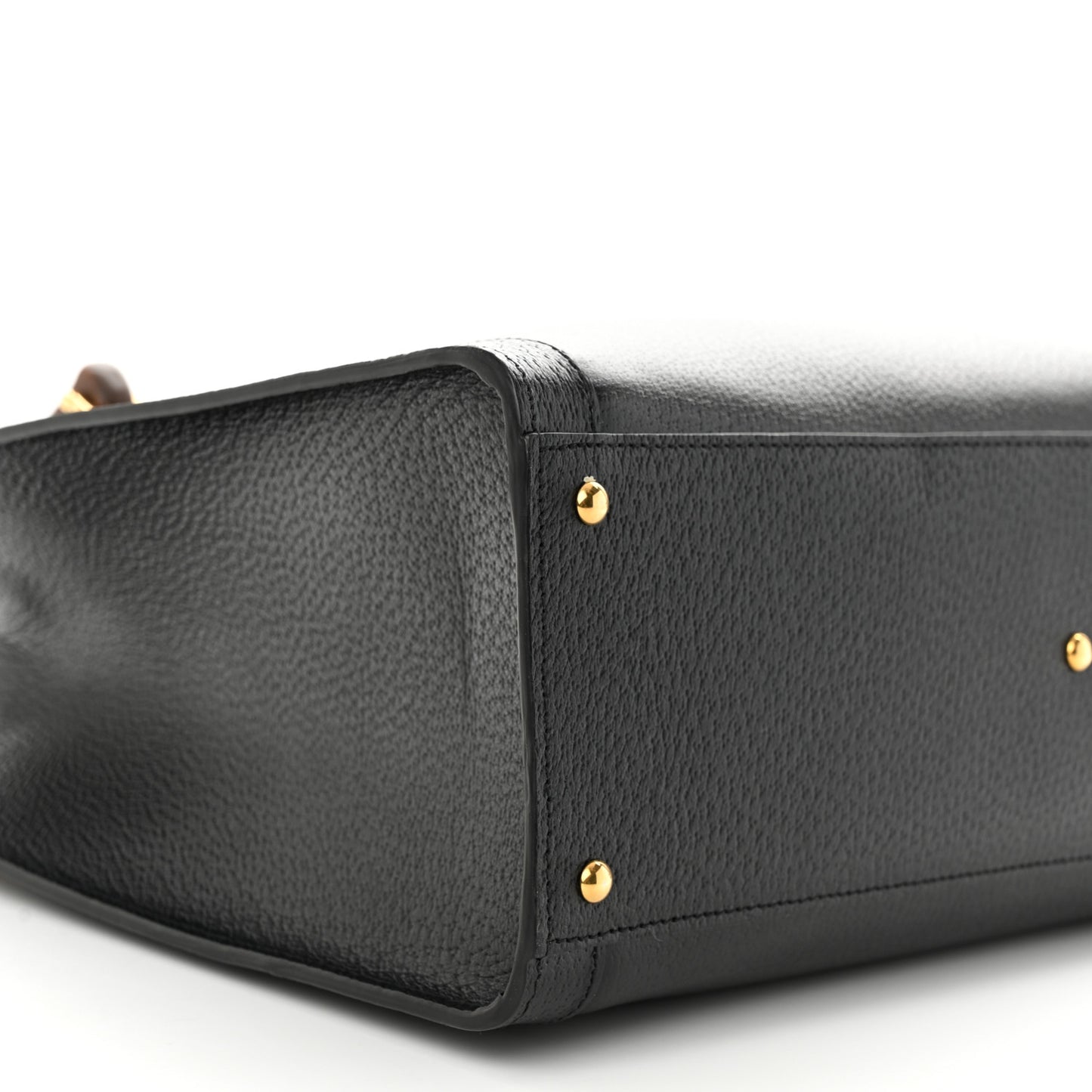 Textured Dollar Calfskin Web Medium Diana Tote Bag Black Dusty Grey