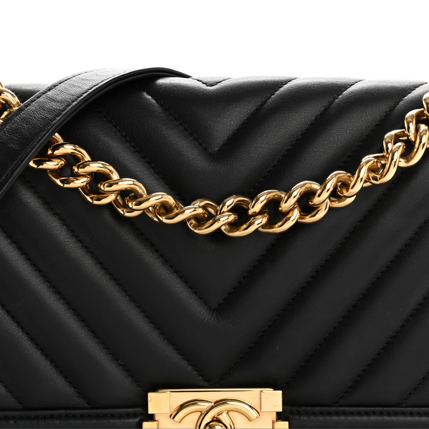 Chanel Calfskin Chevron Quilted Medium Boy Flap Black 8 of 15