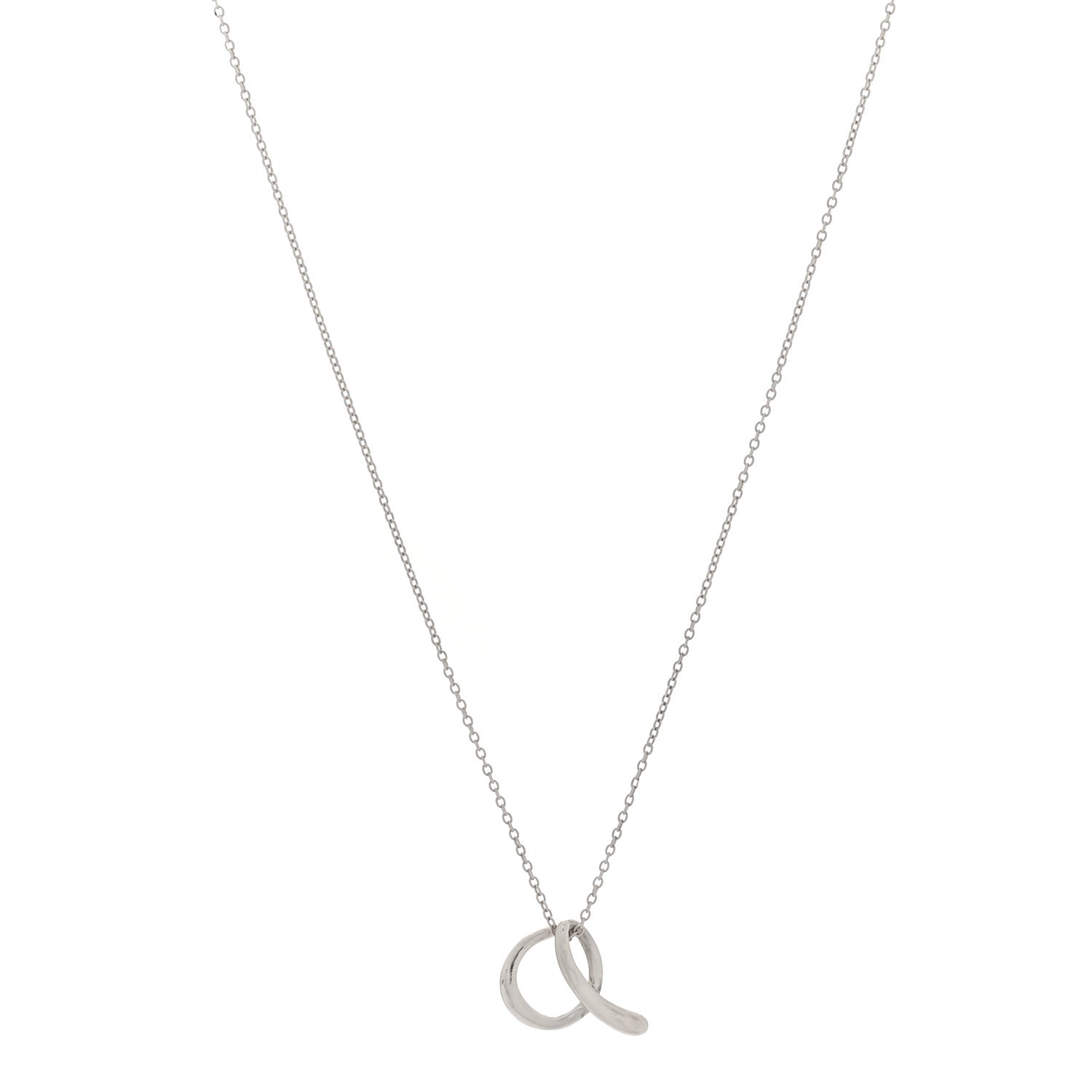 Tiffany Sterling Silver Elsa Peretti Letter A Pendant Necklace 1 of 7