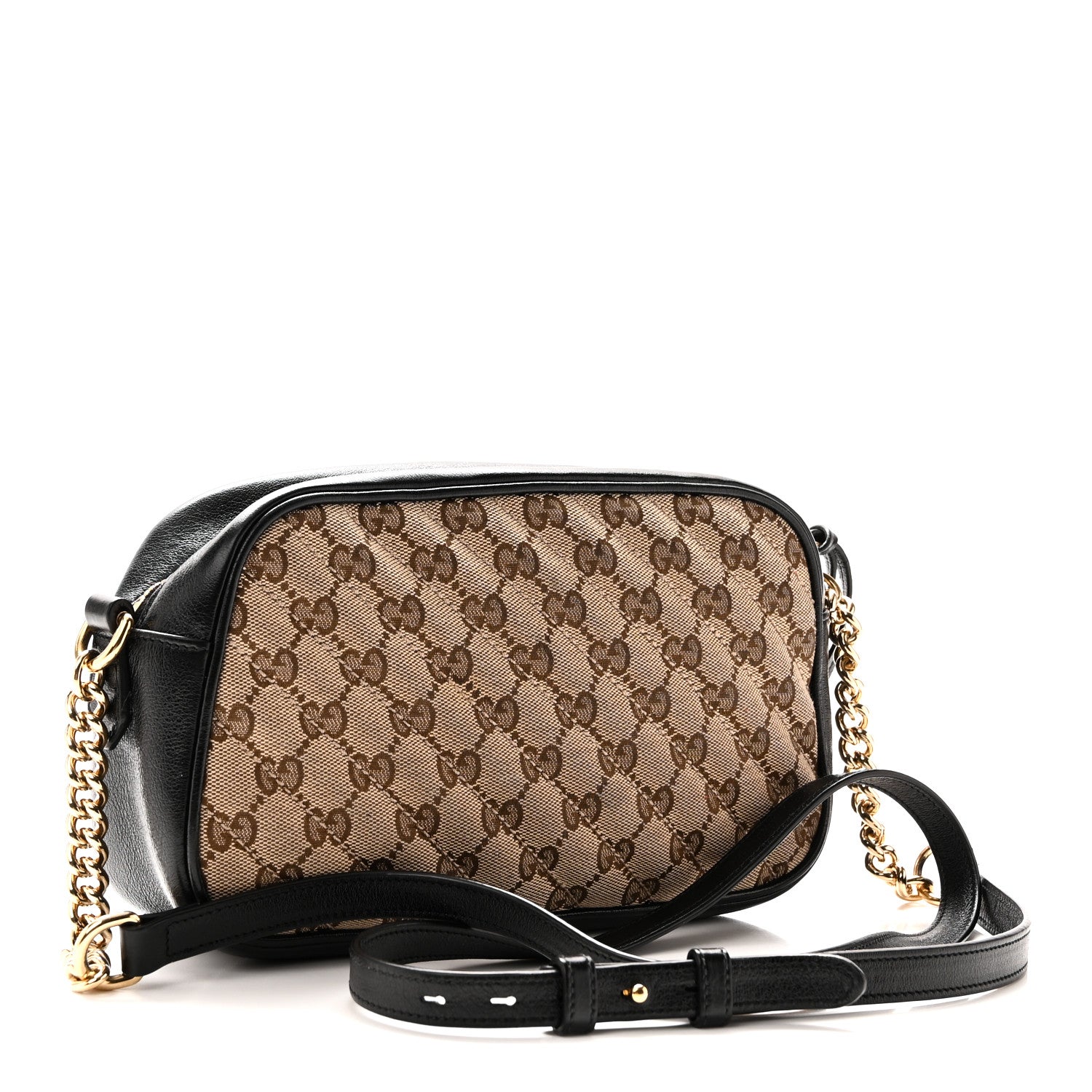 Gucci Monogram Matelasse Diagonal Small GG Marmont Chain Shoulder Bag Beige Black Beige Black 3 of 10