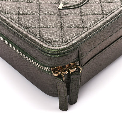 Chanel Iridescent Caviar Quilted Medium CC Filigree Vanity Case Green 9 of 12