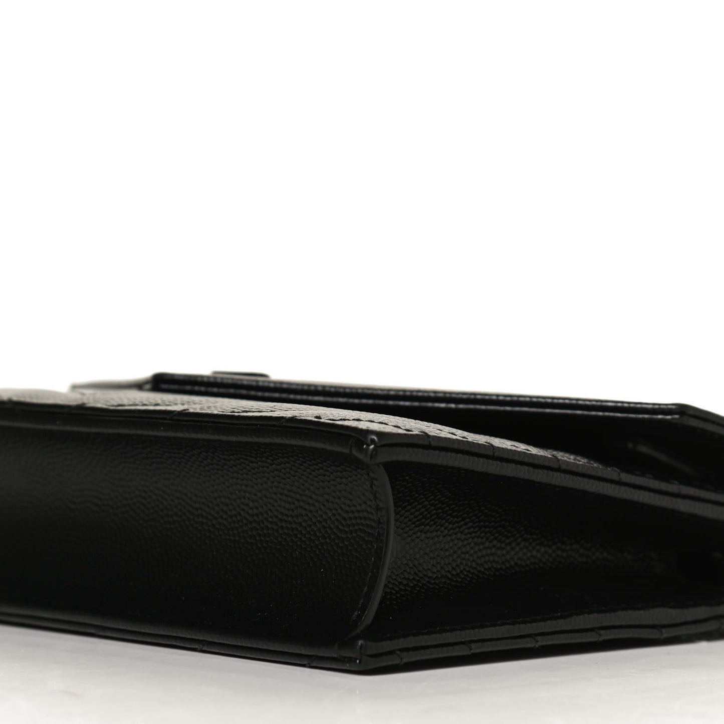 Grain De Poudre Matelasse Chevron Monogram Monochrome Envelope Chain Wallet Black