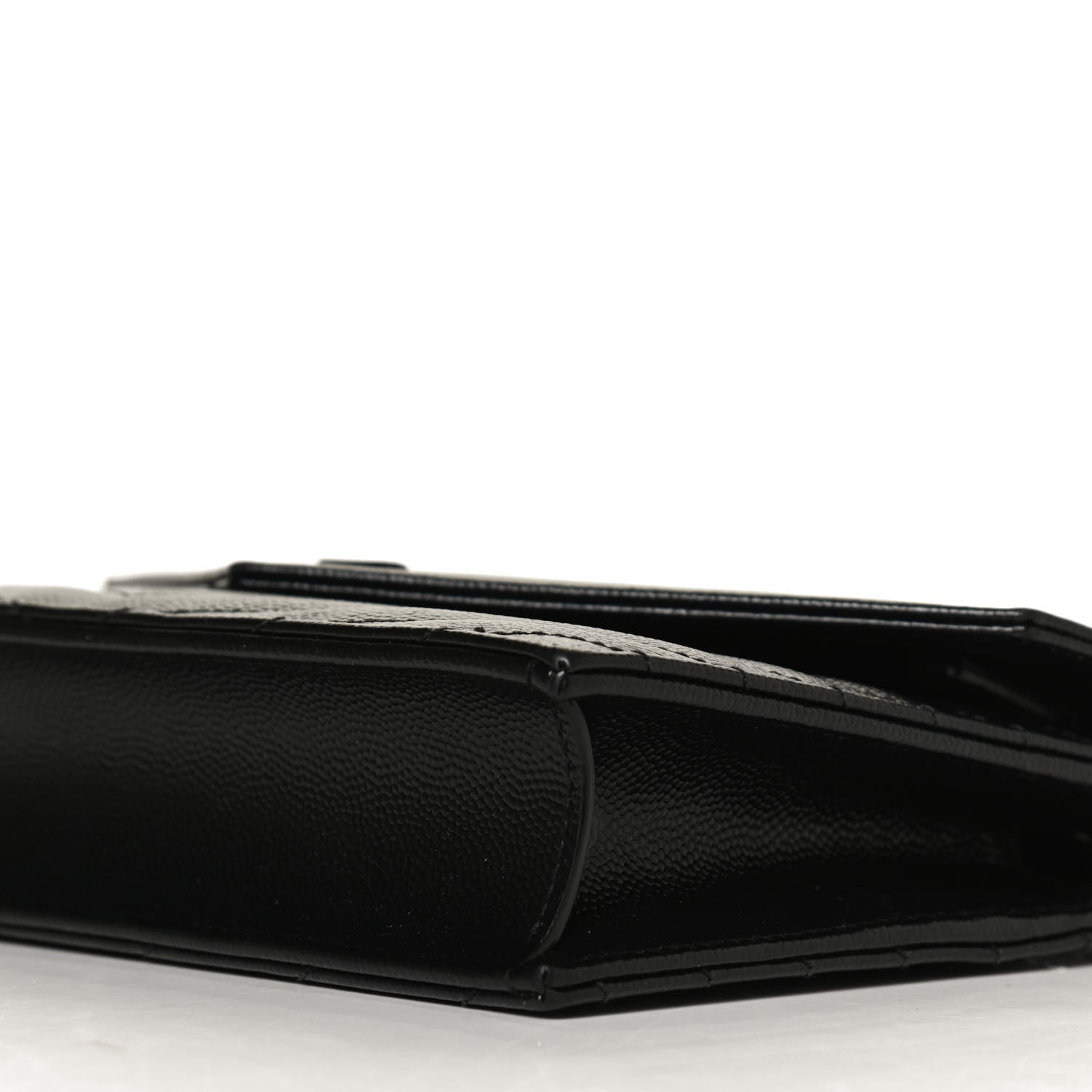 Saint Laurent Grain De Poudre Matelasse Chevron Monogram Monochrome Envelope Chain Wallet Black 9 of 12