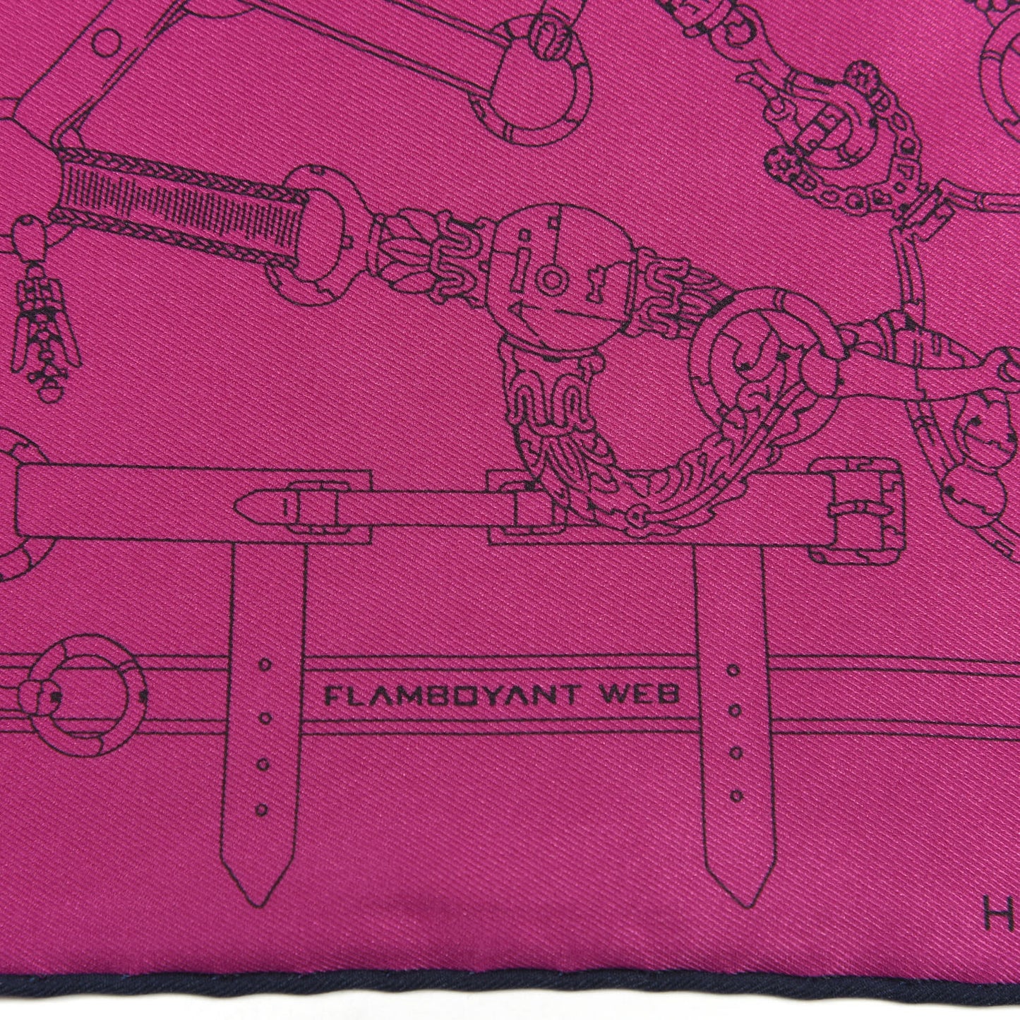 Silk Flamboyant Web Scarf Rose Indien Marine