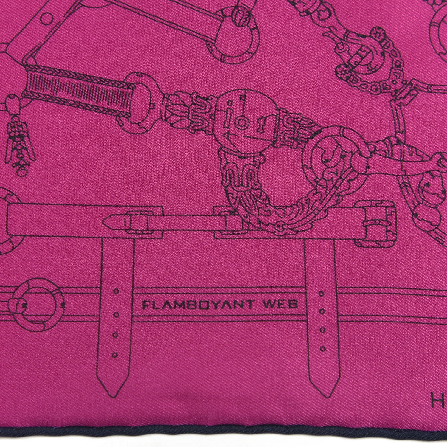 Hermes Silk Flamboyant Web Scarf Rose Indien Marine 2 of 6