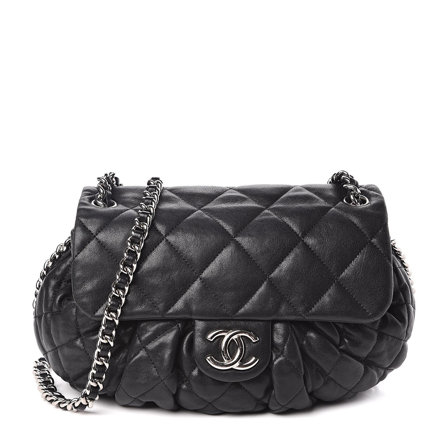 Chanel Washed Lambskin Quilted Medium Chain Around Messenger Black 1 of 10