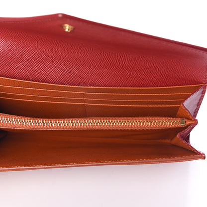 Prada Saffiano Bi-Color Envelope Wallet Fuoco Papaya 4 of 5