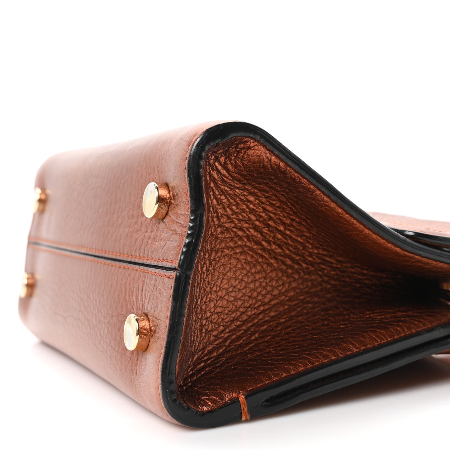 Metallic Grained Calfskin Mini Diorever Flap Orange