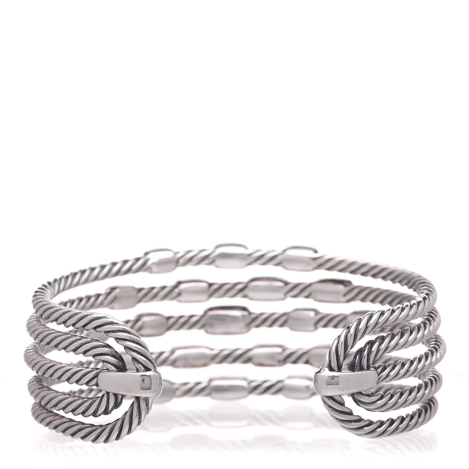 David Yurman Sterling Silver Diamond Five Row Confetti Cuff Bracelet 3 of 5