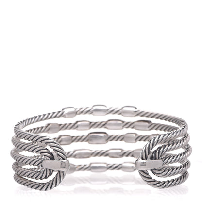 David Yurman Sterling Silver Diamond Five Row Confetti Cuff Bracelet 3 of 5