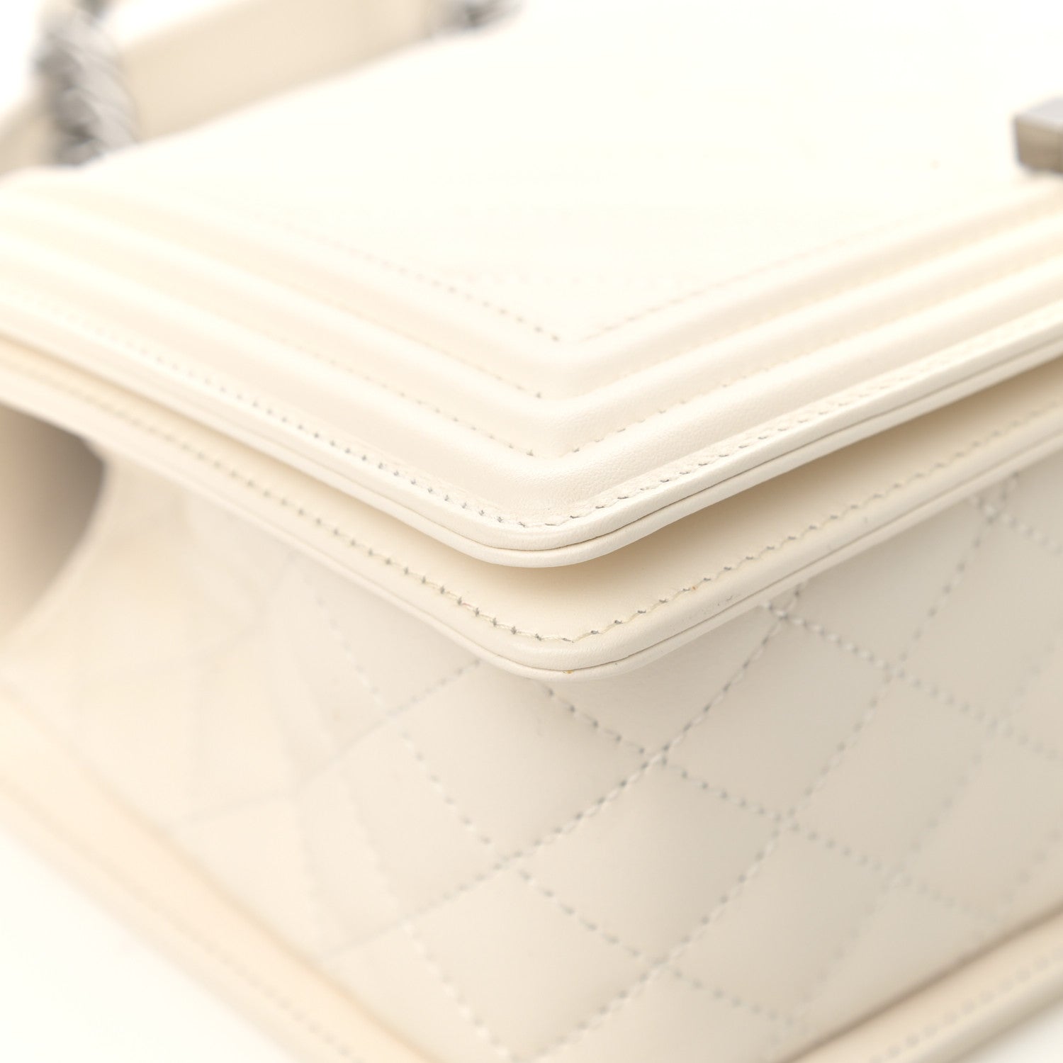 Chanel Lambskin Quilted Chevron Medium Boy Flap White 9 of 16