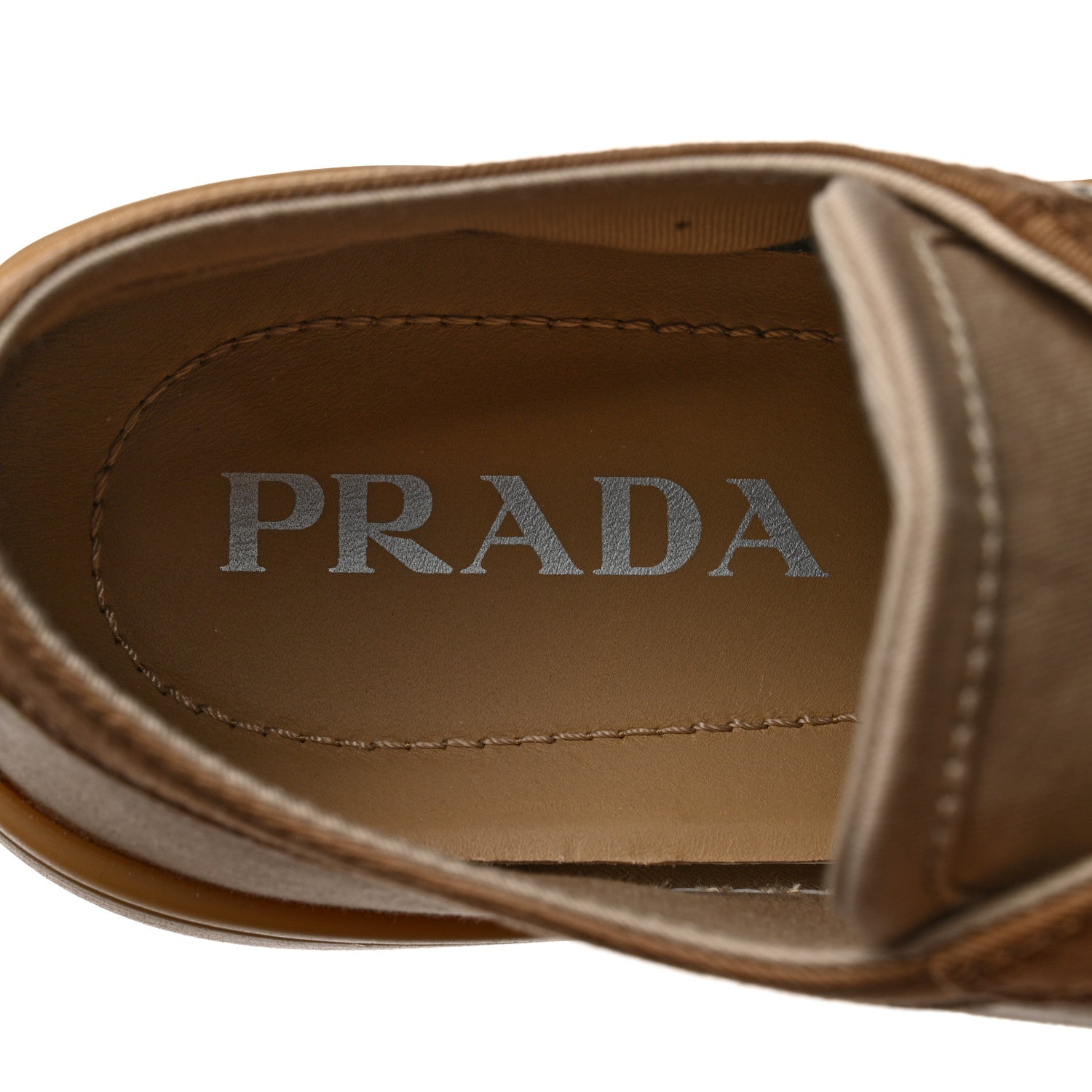 Prada Gabardine Triangle Logo Bi-Color Wheel 35mm Sneakers 37 Corda Kaki 7 of 9