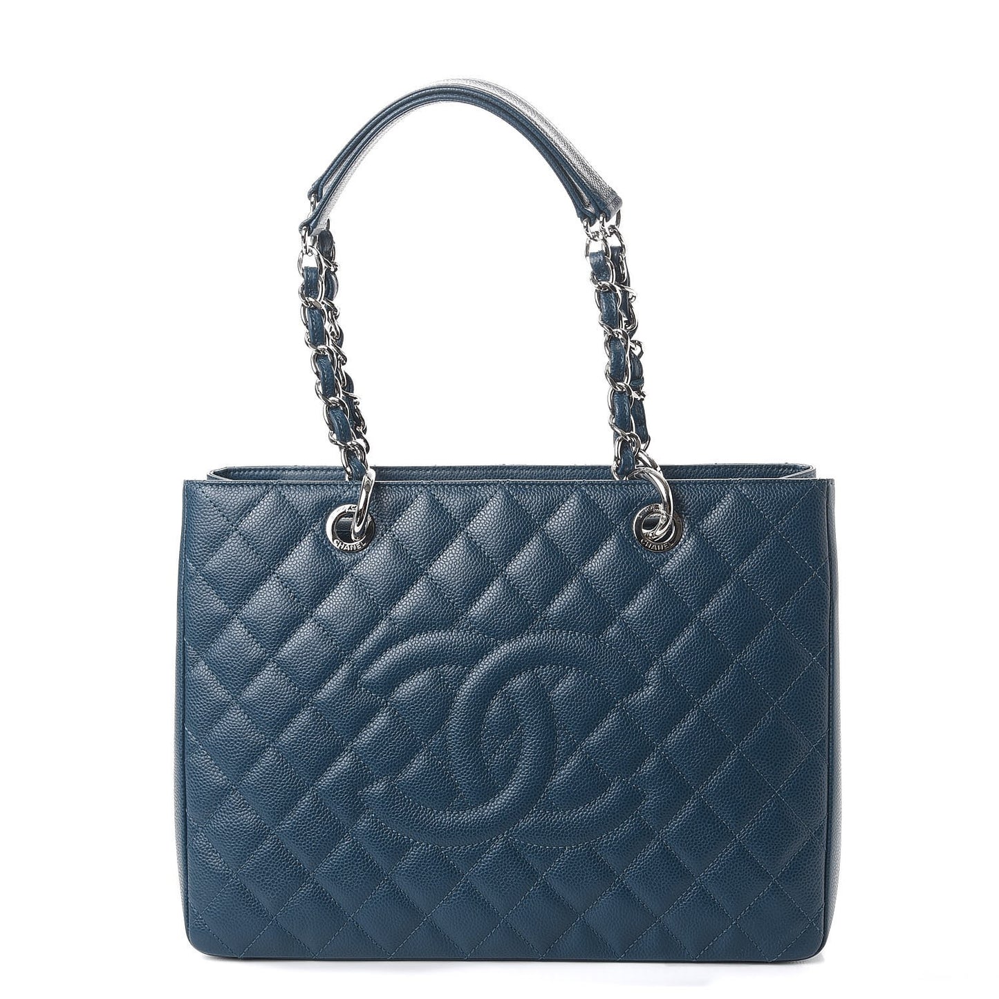 Caviar Quilted Grand Shopping Tote GST Dark Blue