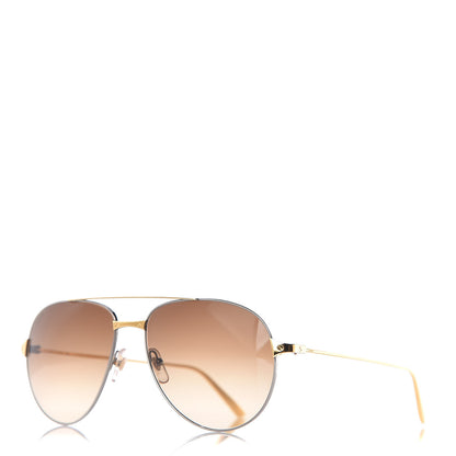 Cartier Santos de Aviator Sunglasses CT0038S Silver Gold 1 of 7