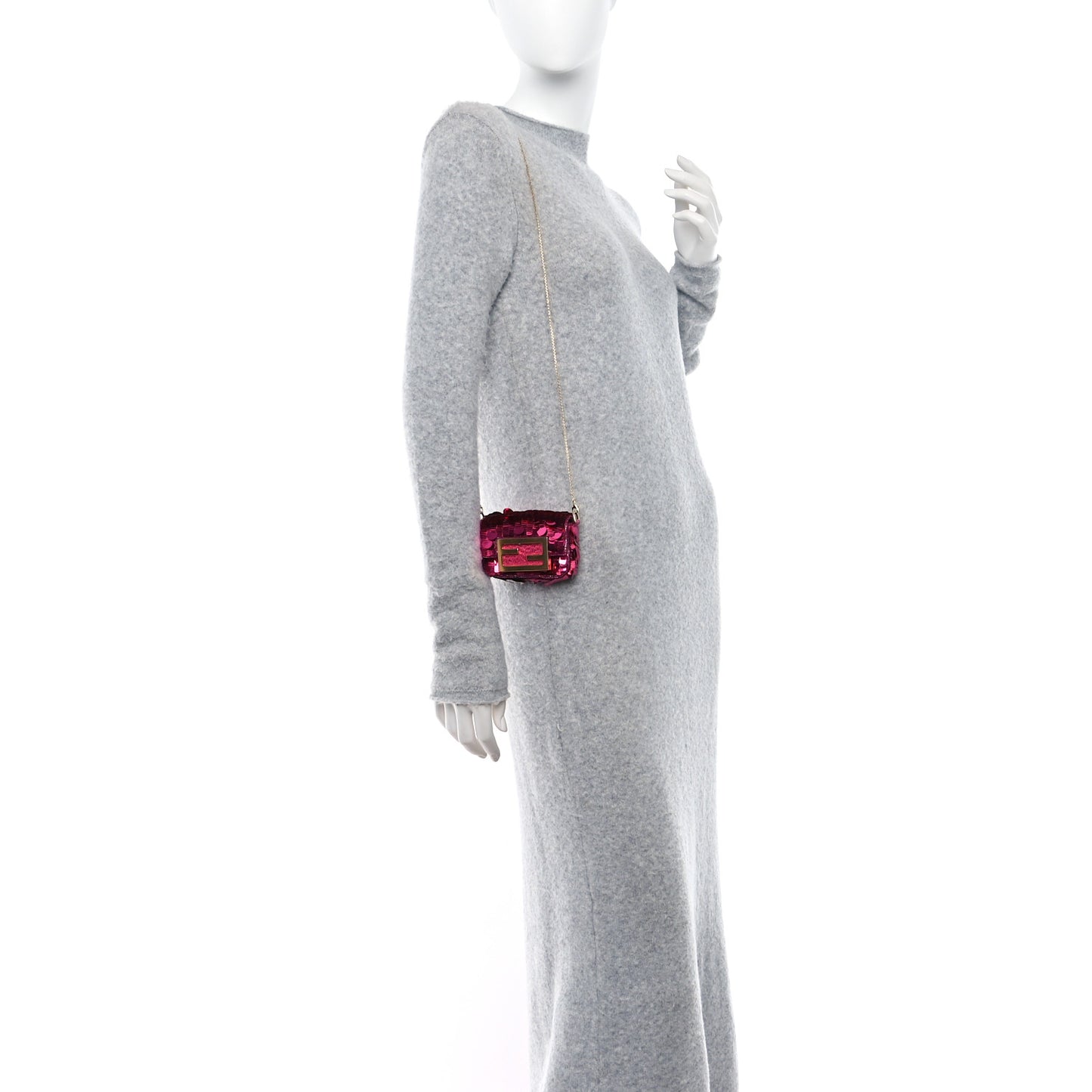 Sequin Paillettes Shiny Nappa Sex and the City Nano Maxi Buckle Baguette Charm Ciclamino Pilar