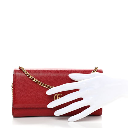 Gucci Dollar Calfskin Petite GG Marmont Wallet Chain Bag Hibiscus Red 2 of 14
