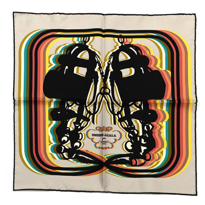 Hermes Silk Brides De Gala Shadow Pocket Square Beige Ebene Jaune 1 of 4