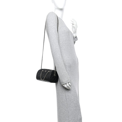 Chanel Caviar Quilted Barrel Clutch With Chain  Black 2 of 11