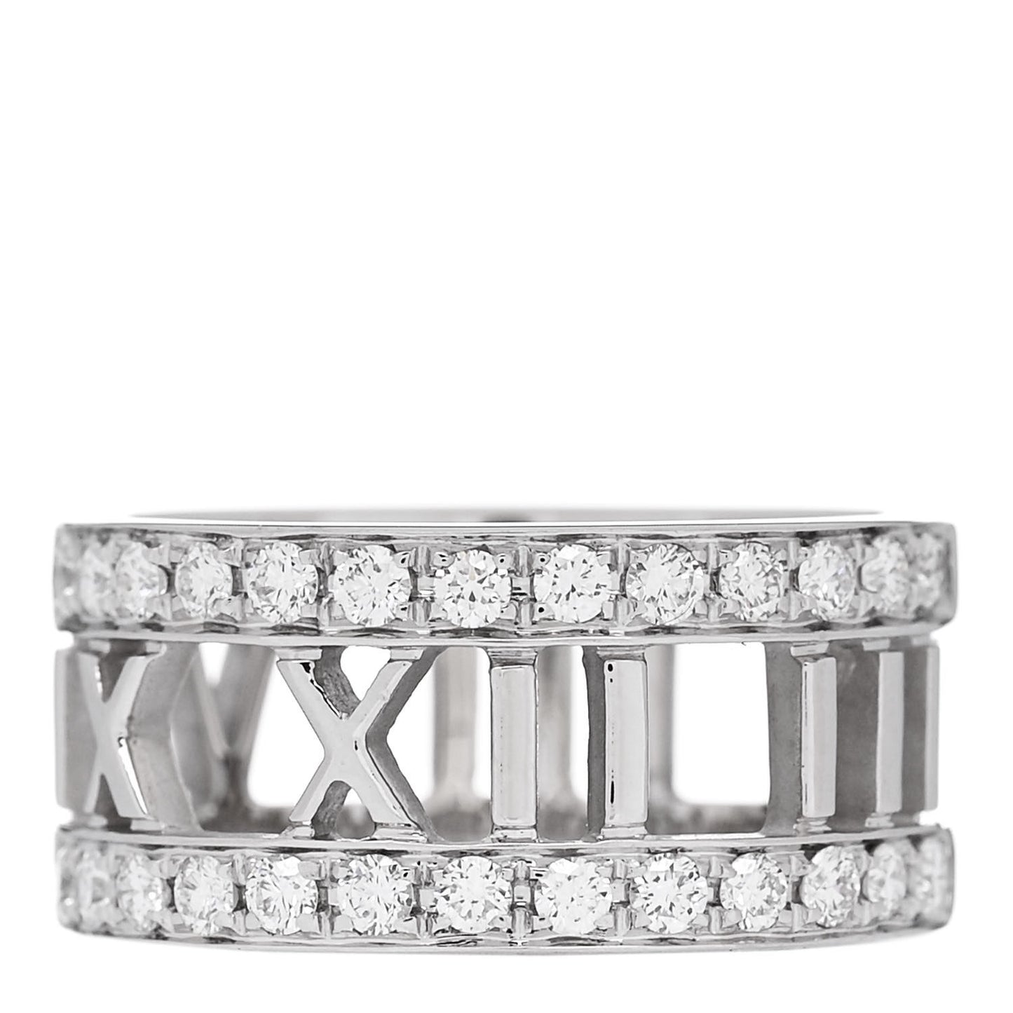 18K White Gold Diamond Wide Atlas Open Ring 50 5.5