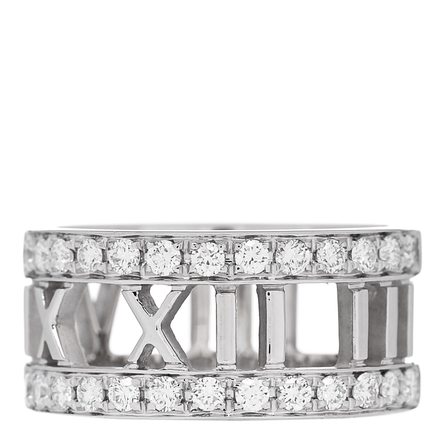 Tiffany 18K White Gold Diamond Wide Atlas Open Ring 50 5.5 1 of 5