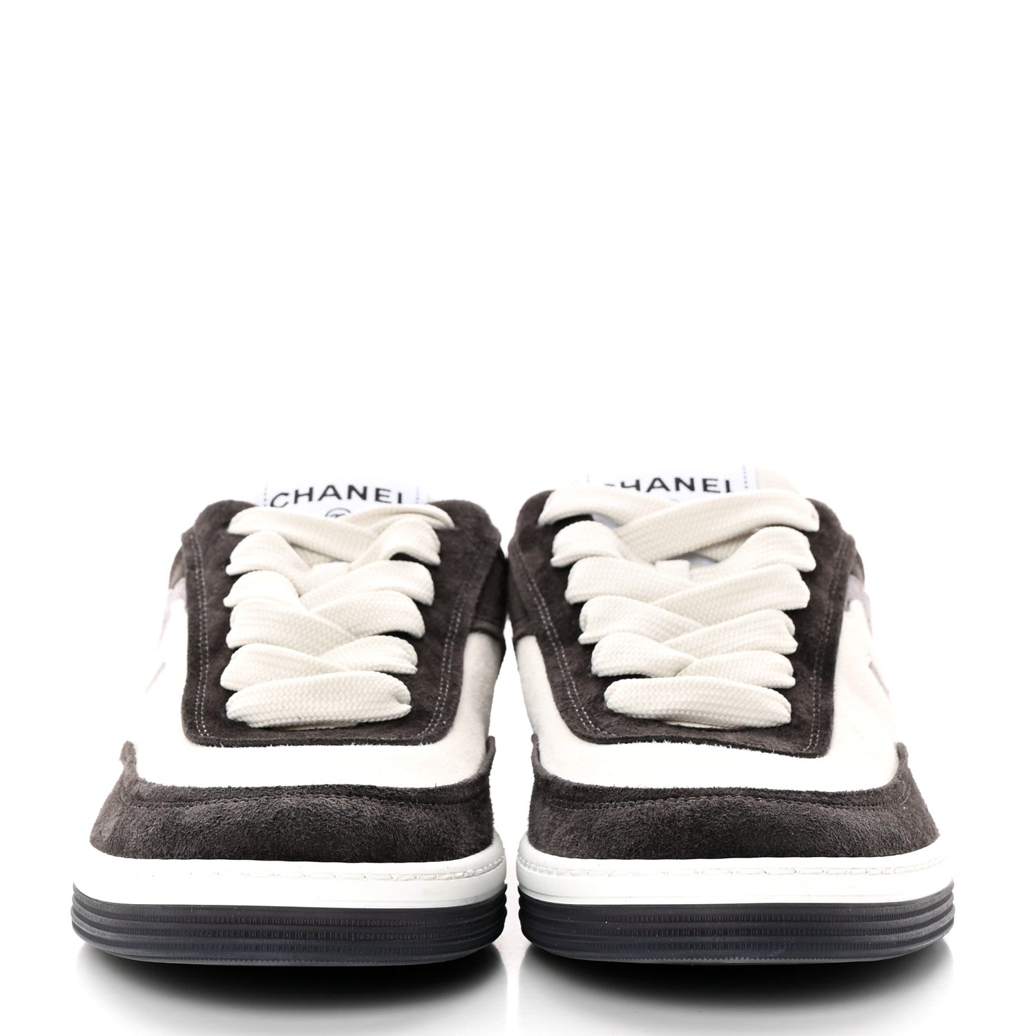 Chanel Suede Kidskin Womens CC Sneakers 39.5 Black White 2 of 8