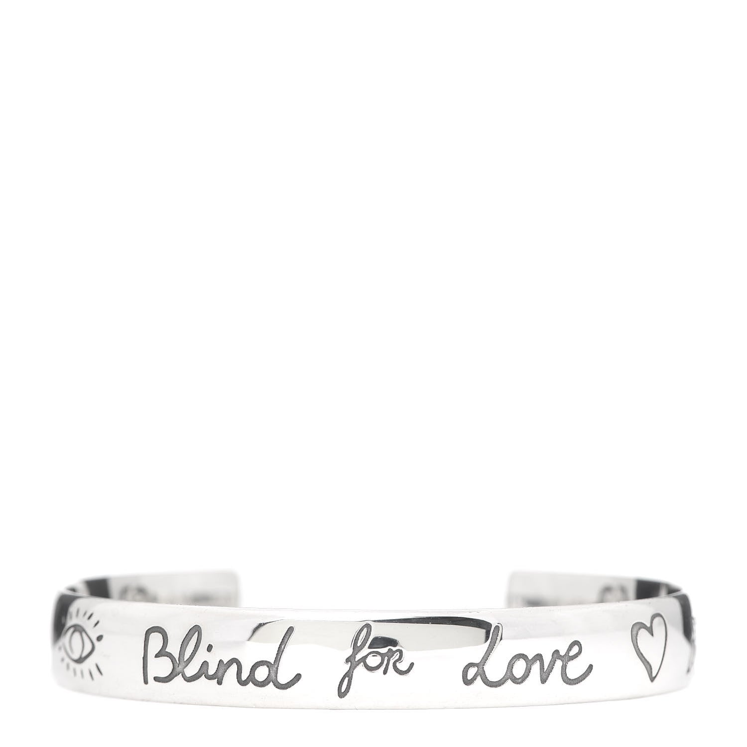 Gucci Sterling Silver Blind for Love Cuff Bracelet 1 of 5
