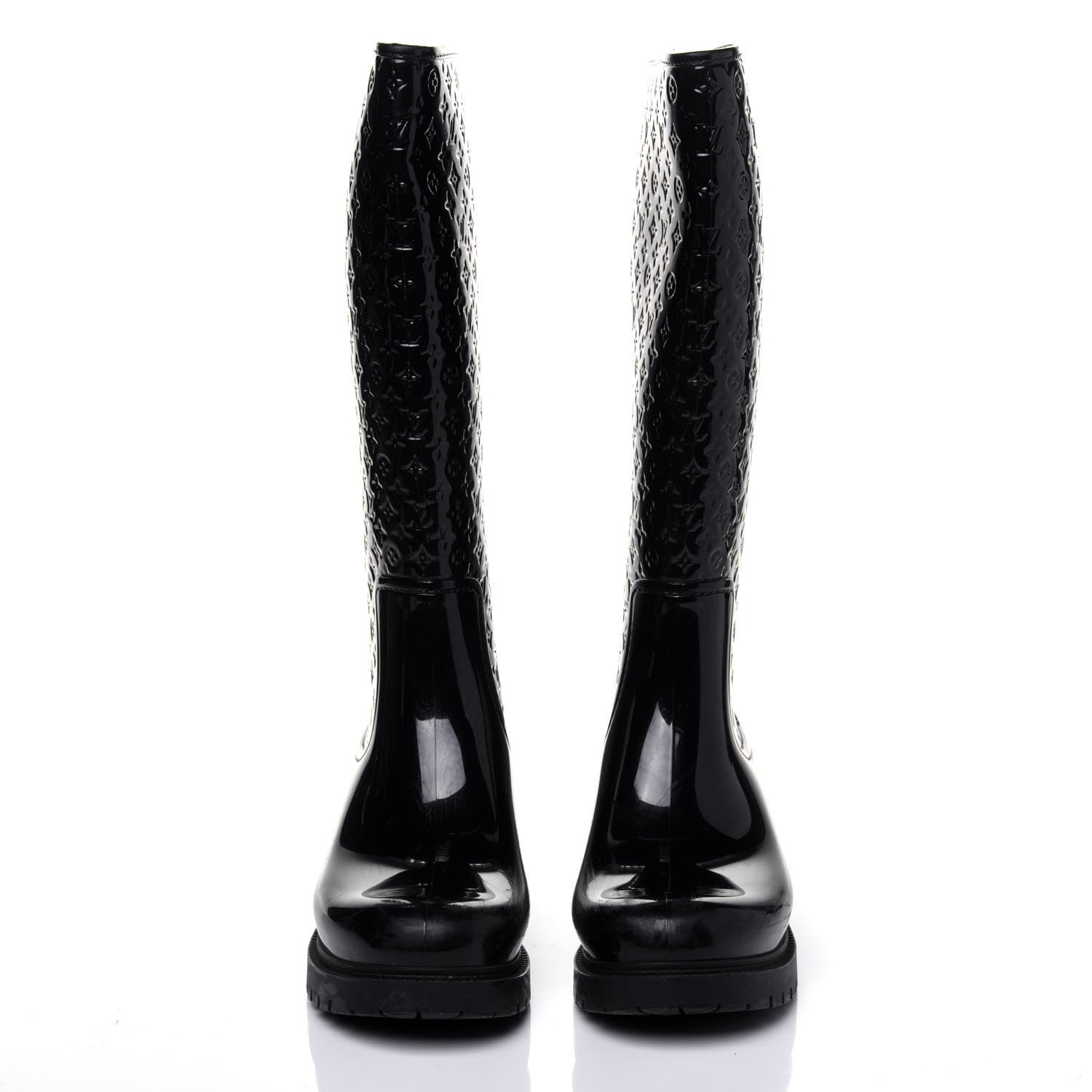 Louis Vuitton Rubber Embossed Monogram Splash Rain Boots 37 Black 2 of 12