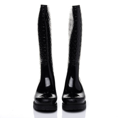Louis Vuitton Rubber Embossed Monogram Splash Rain Boots 37 Black 2 of 12