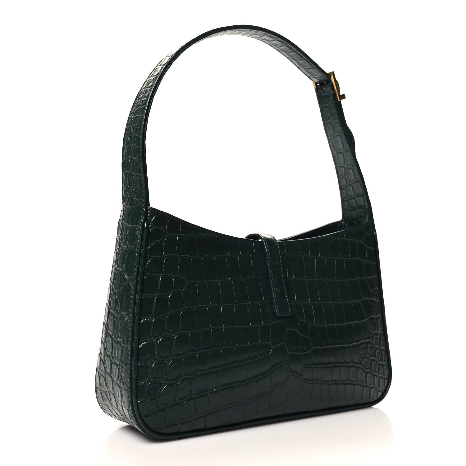 Saint Laurent Calfskin Crocodile Embossed LE 5 A 7 Hobo Vert Fonce 3 of 10