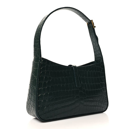 Saint Laurent Calfskin Crocodile Embossed LE 5 A 7 Hobo Vert Fonce 3 of 10
