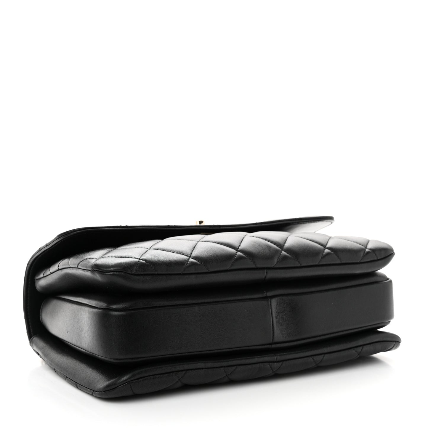 Lambskin Quilted Medium Trendy CC Flap Dual Handle Bag Black