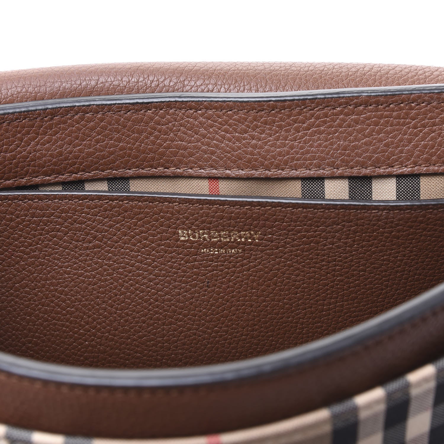 Burberry Calfskin Vintage Check Note Crossbody Bag Tan 5 of 13
