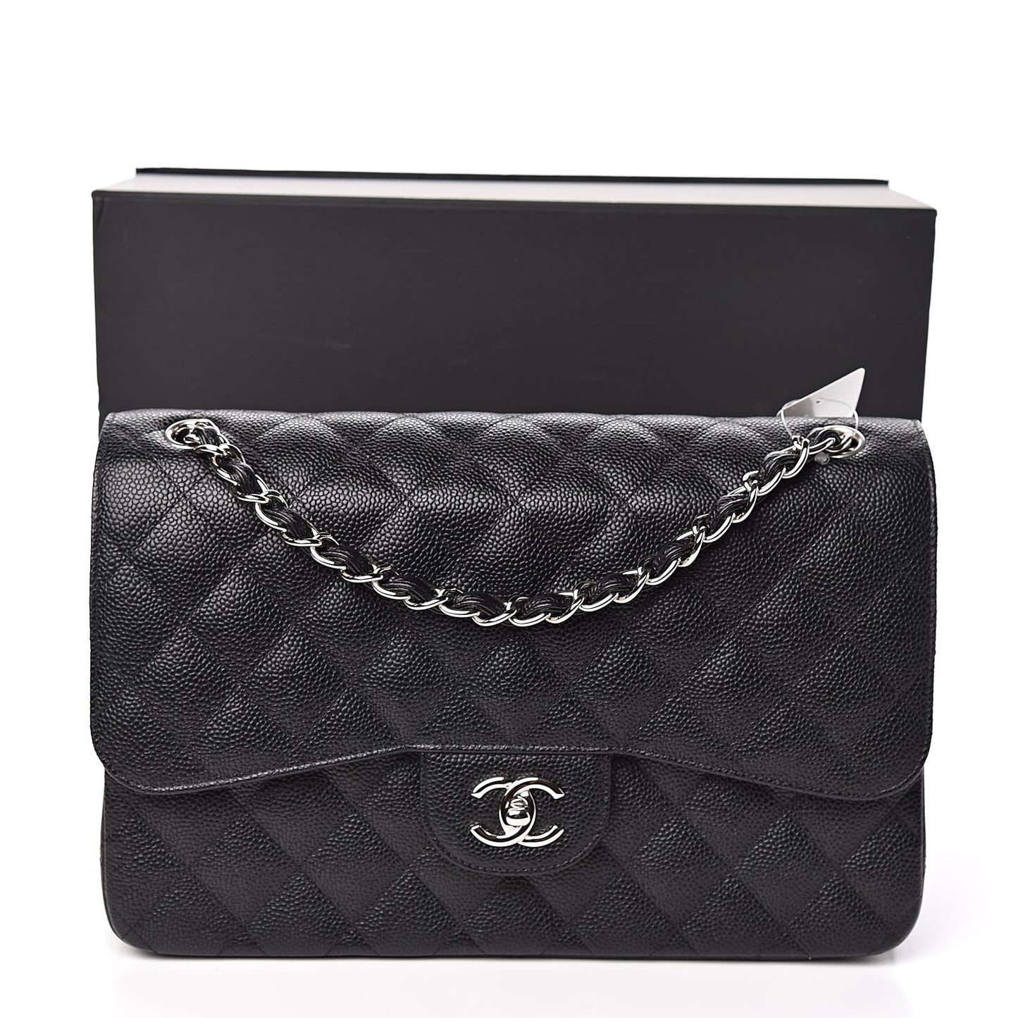 Caviar Quilted Jumbo Double Flap Black